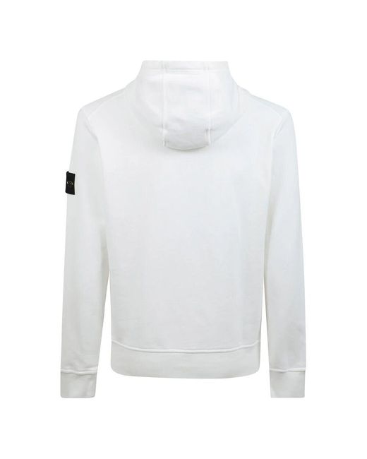 Stone Island Kapuzenpullover Aus Baumwolle Mit Kängurutasche in White für Herren