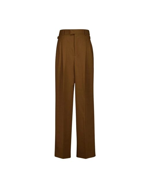 AMI Broeken ,Bruin ,Wol Wool High-Waist Wide Broeken in het Brown
