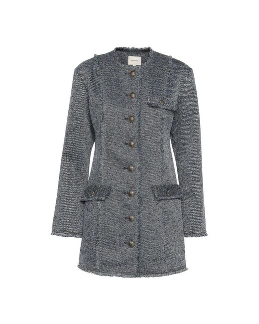 Gestuz Gray Blaues Twill-Strukturkleid Mit Knöpfen