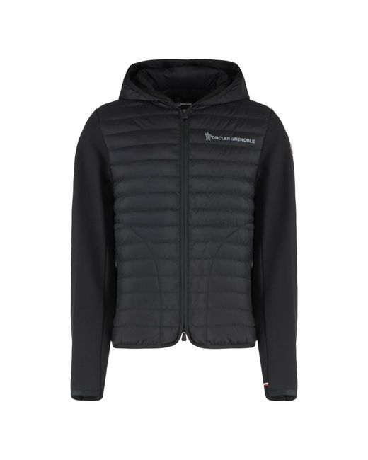 Moncler Jassen ,Zwart ,Katoen Vest Met Gewatteerd Voorpand in het Black voor heren