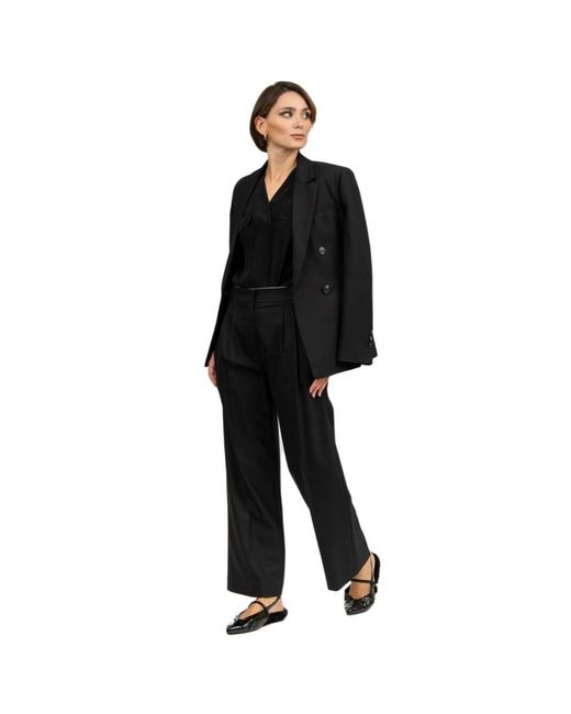Tela Overhemden ,Zwart ,Zwarte Viscose Lange Mouwen Shirt in het Black