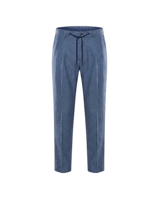 Moorer Blue Straight Trousers for men