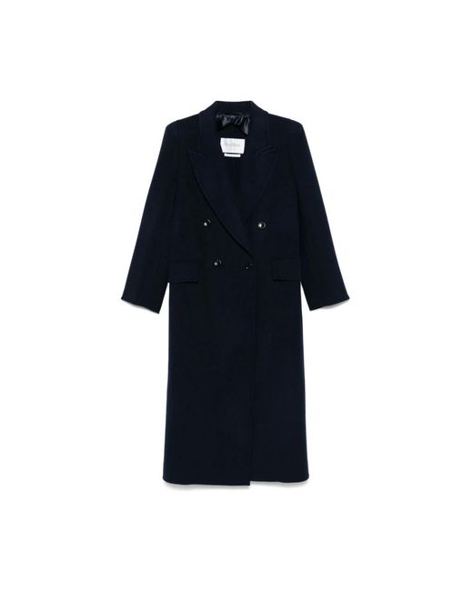 Max Mara Jassen ,Blauw ,Marineblauwe Double-Breasted Jas in het Blue