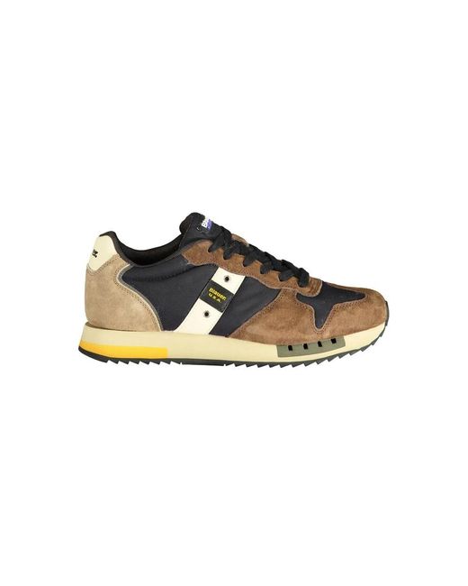 Blauer Brauner polyester sneaker mit kontrastdetails in Brown für Herren