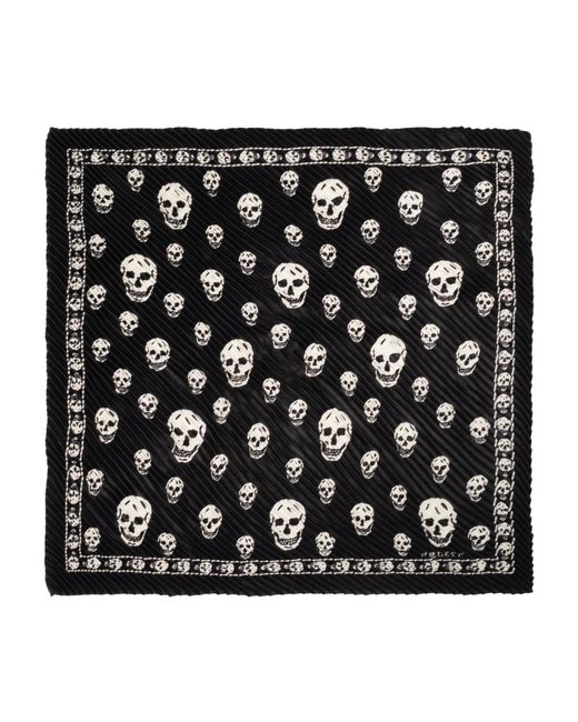McQueen Black Silky Scarves