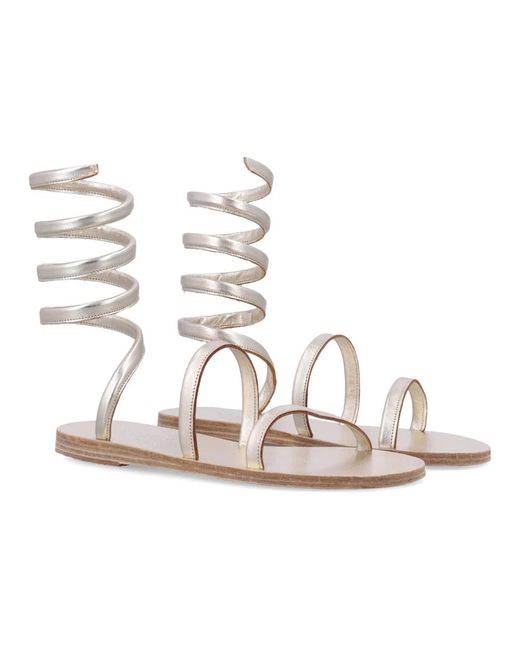 Ancient Greek Sandals White Flat Sandals