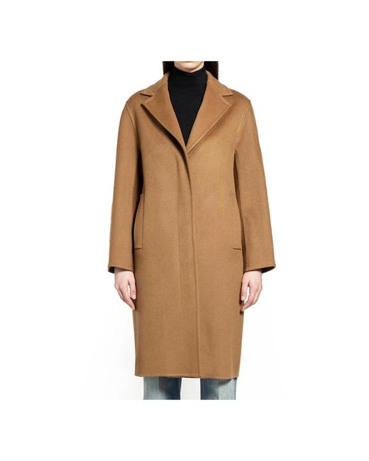 Max Mara Masculine Cashmere Coat in het Brown