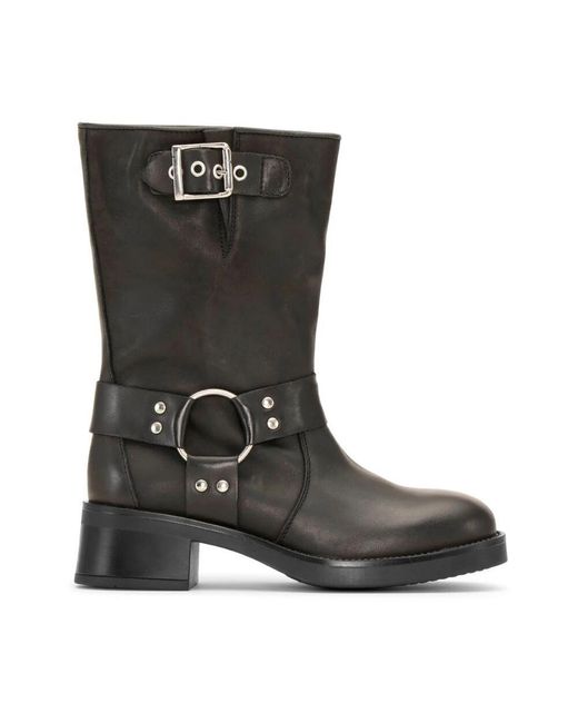 JoDis Black Schwarze biker boots mit harness-details
