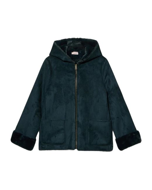 Oltre Jassen ,Blauw ,Polyester Parka Van Zachte Stof Met Capuchon in het Blue