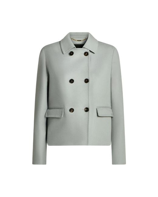 Kiton Jassen ,Blauw ,Leer Pure Cashmere Double-Breasted Overcoat in het Gray
