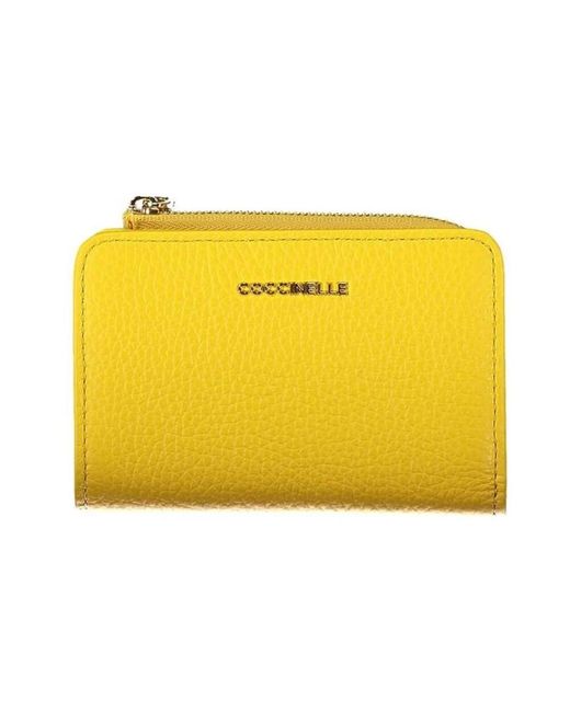 Coccinelle Yellow Metallic soft wallet mit mehreren fächern