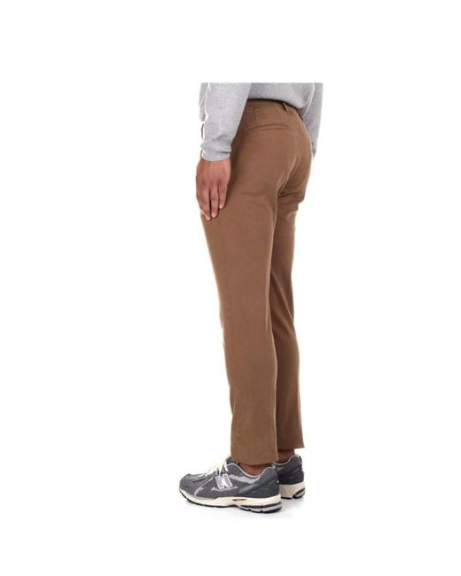 BRIGLIA Brown Slim-Fit Trousers for men