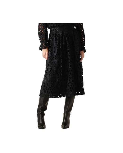 Dea Kudibal Rokken ,Zwart ,Katoen Elegante Kanten Midi-Rok in het Black