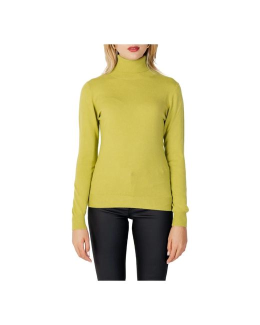 Sandro Ferrone Truien & Vesten ,Groen ,Nylon Groene Turtleneck Truien in het Yellow