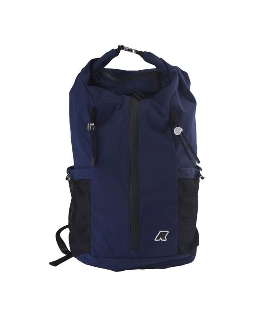 Borsa in nylon urbana con tasche strategiche di K-Way in Blue