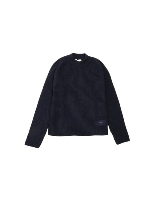 AMI Blue Round-Neck Knitwear for men