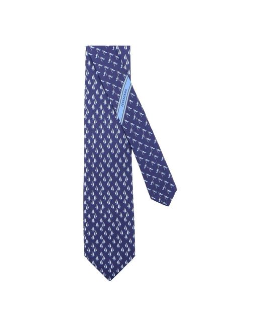 Ferragamo Nautica Print Seidenkrawatte in Blue für Herren