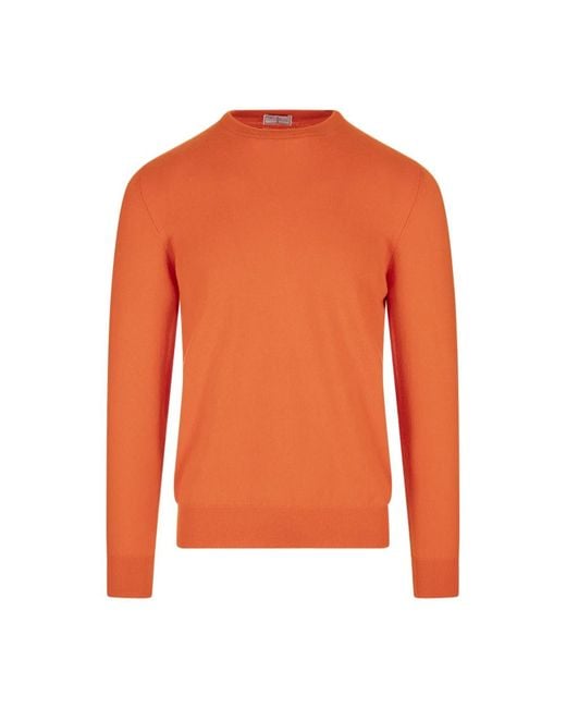 Fedeli Orange Cashmere Knitwear for men