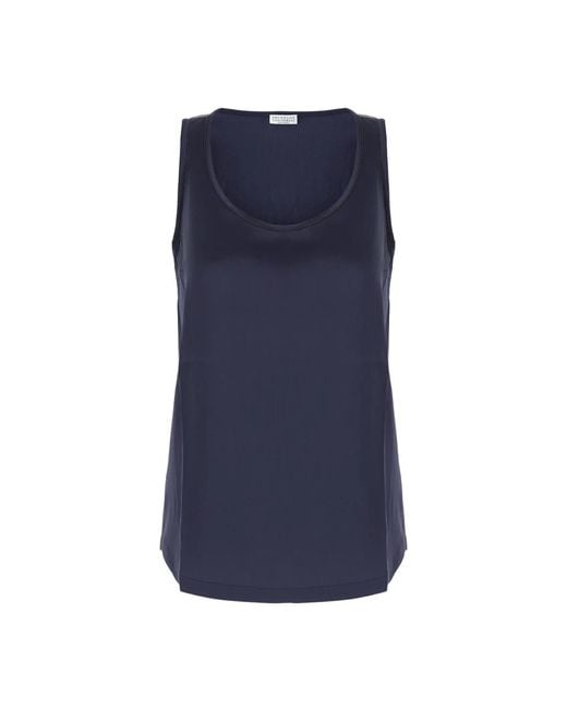Brunello Cucinelli Blue Sleeveless Tops