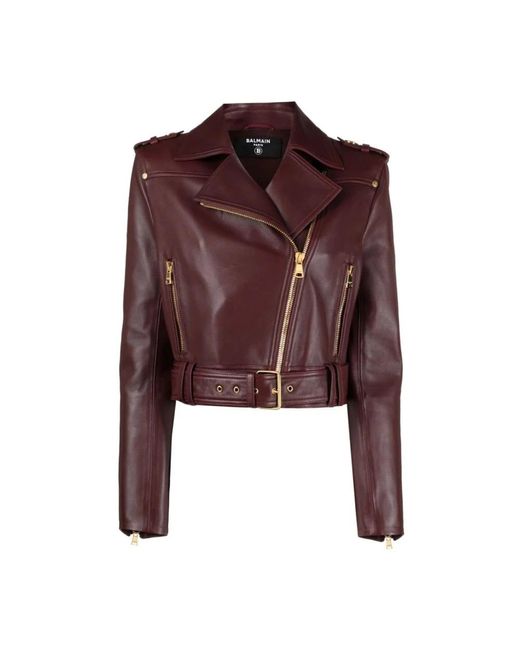 Balmain Brown Leather Jackets