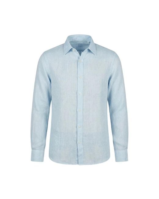 120% Lino Blue Casual Shirts for men