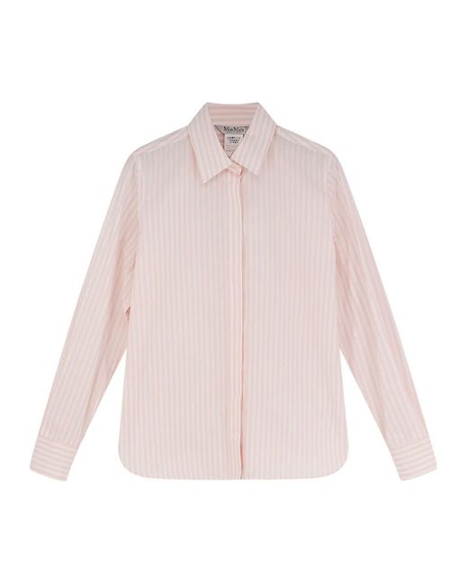 Max Mara Overhemden ,Roze ,Katoen Katoenen Overhemd Met Verborgen Knoopsluiting in het Pink