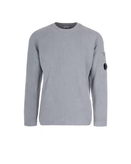 C P Company Gray Round-Neck Knitwear for men