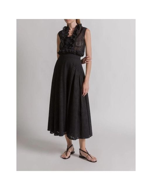 Alberta Ferretti Black Midi Skirts