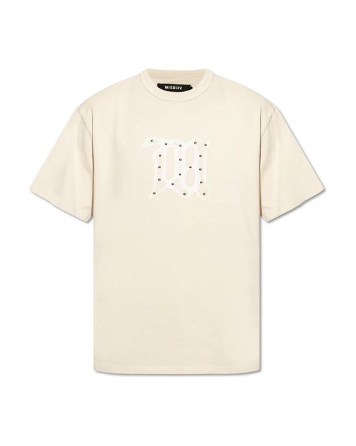 T-shirt stampata di M I S B H V in Natural da Uomo
