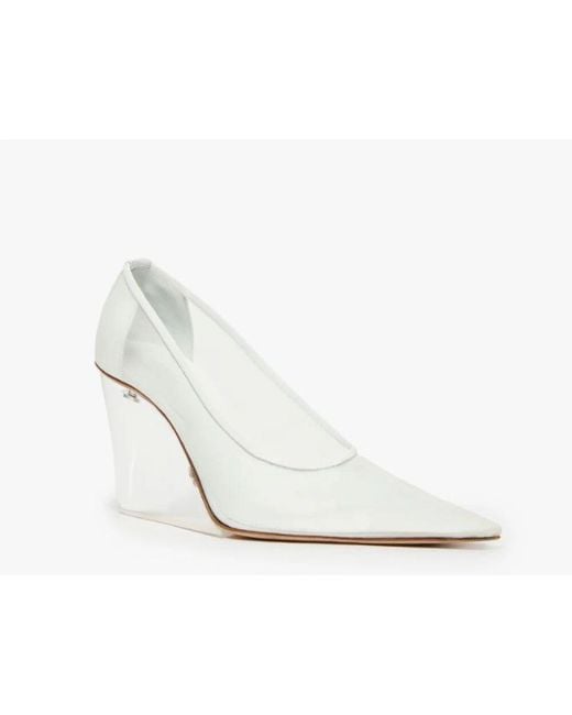 Sportmax White Weiße Absatzpumpe Mit Plexiglaskeil