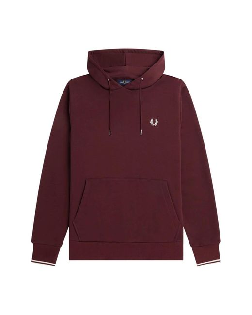 Fred Perry Purple Tipped Hooded Sweatshirt Oxblood L