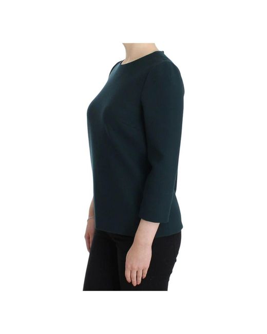 Dolce & Gabbana Black Verzaubertes sizilien grüne bluse wolle-seide mischung