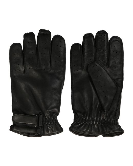 Kazar Accessoires ,Zwart ,Leer Zwarte Herenhandschoenen Met Perforaties Op De Vingers in het Black voor heren