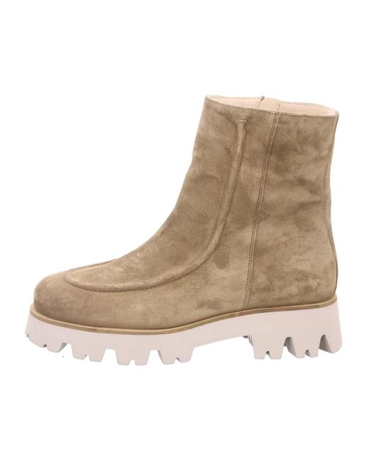 Paul Green Veloursleren Enkellaarzen Met Blokhak in het Natural