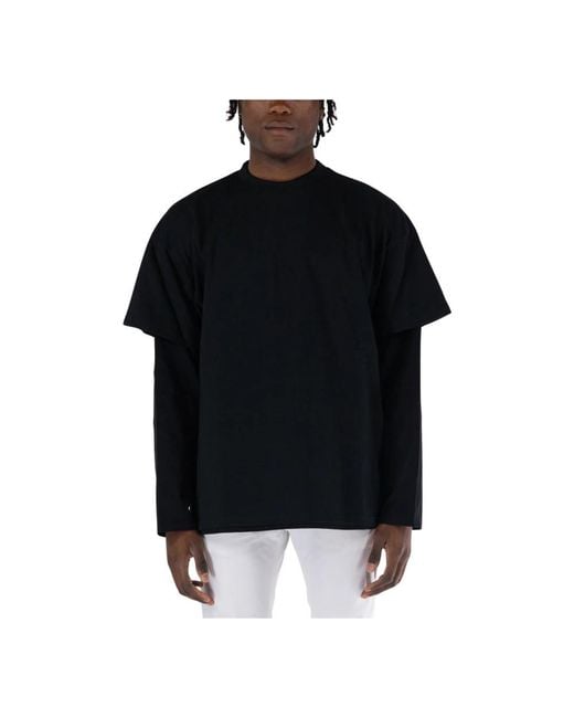 Magliette a maniche lunghe a doppio strato di Jil Sander in Black da Uomo