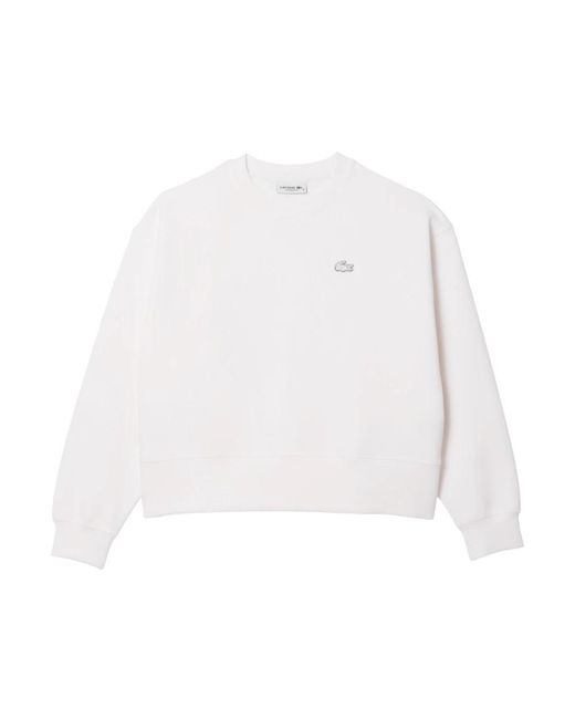 Lacoste Hoodies & Sweatvesten ,Wit ,Katoen Witte Sweatshirt Met Chique Achterprint in het White