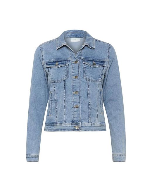 Kaffe Jassen ,Blauw ,Denim Lichtblauwe Gewassen Denim Jack in het Blue