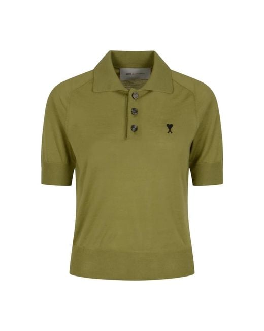 AMI Quota Poloshirt Met Korte Mouwen in het Green