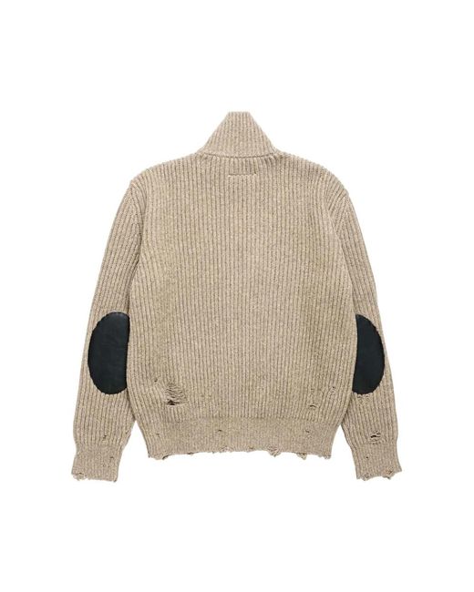 MM6 by Maison Martin Margiela Leder Hochgeschlossene Jacke in Natural für Herren