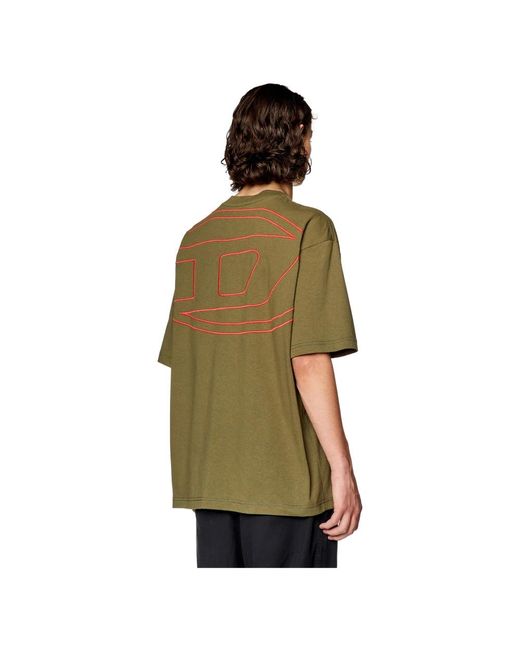 DIESEL T-shirt mit großer oval d-stickerei in Green für Herren