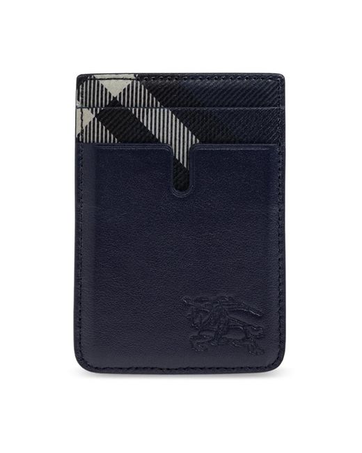 Burberry Accessoires ,Blauw ,Leer Leren Kaarthouder Met Logo in het Blue voor heren