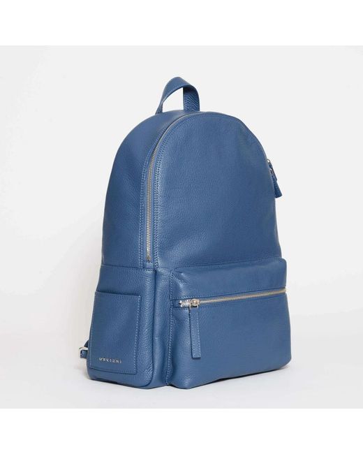 Orciani Tassen ,Blauw ,Leer Blauwe Leren Rugzak Emmer Tas in het Blue voor heren