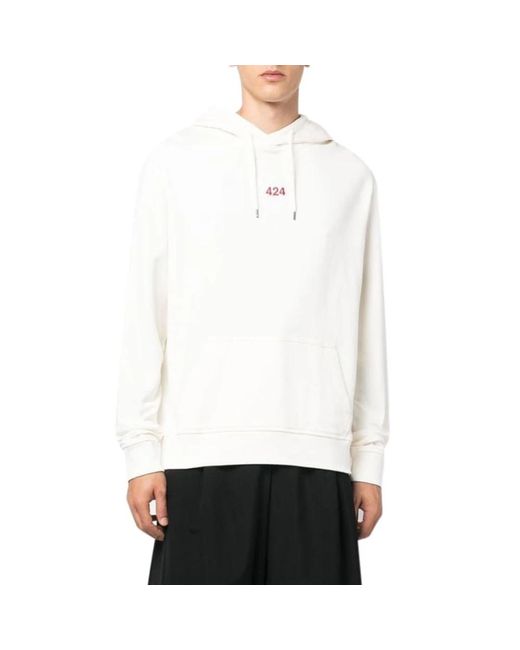 424 Hoodies & Sweatvesten ,Wit ,Witte Logo Hoodie Stijlvol En Comfortabel in het White voor heren