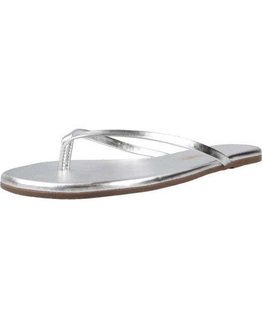 TKEES Schoenen ,Grijs ,Leer Metallics Flip Flop in het White