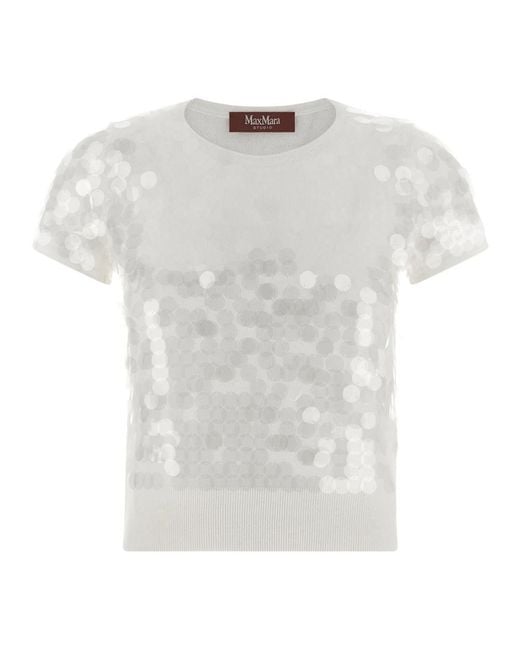 Max Mara White Round-Neck Knitwear