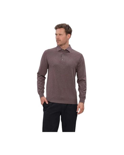Profuomo Basic Strick-Polo in Purple für Herren