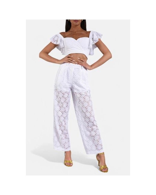 ACTUALEE Blue Hohe Taille Spitzenhose
