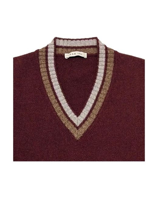L.b.m. 1911 Red V-Neck Knitwear for men