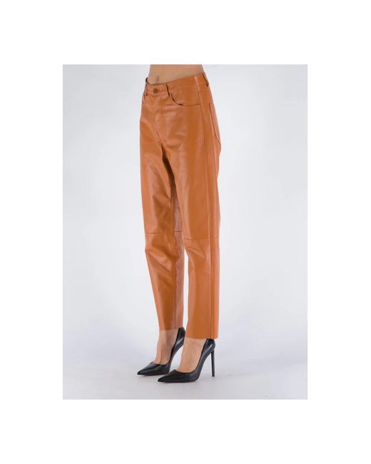 DROMe Orange Leather Trousers