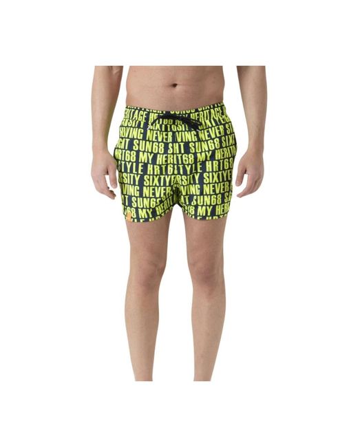 Sun 68 Badmode ,Veelkleurig ,Fluo Logo Beach Shorts in het Green voor heren